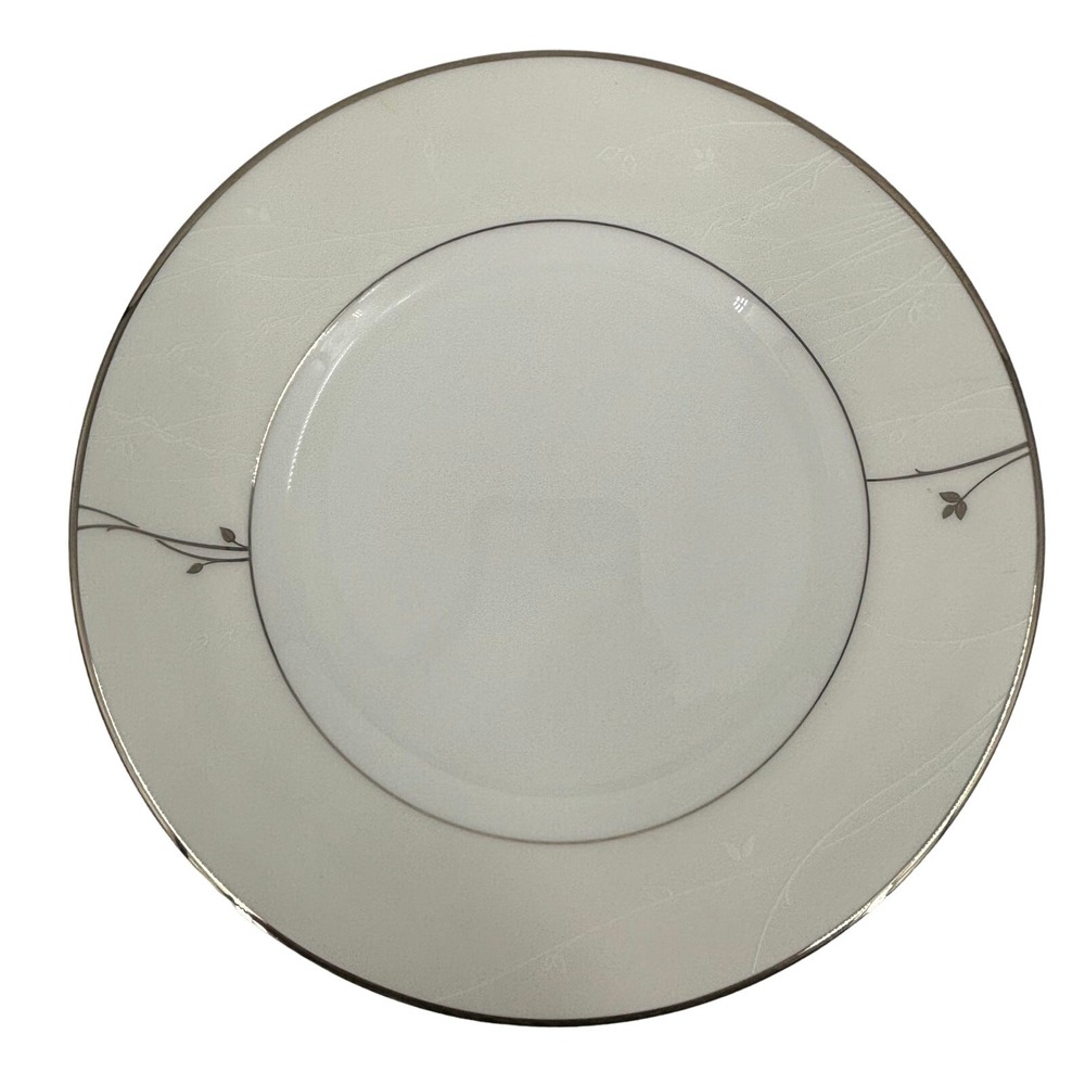 Waterford Lisette Salad Plate 8 Inch White Silver Rim Floral Replacement Plate